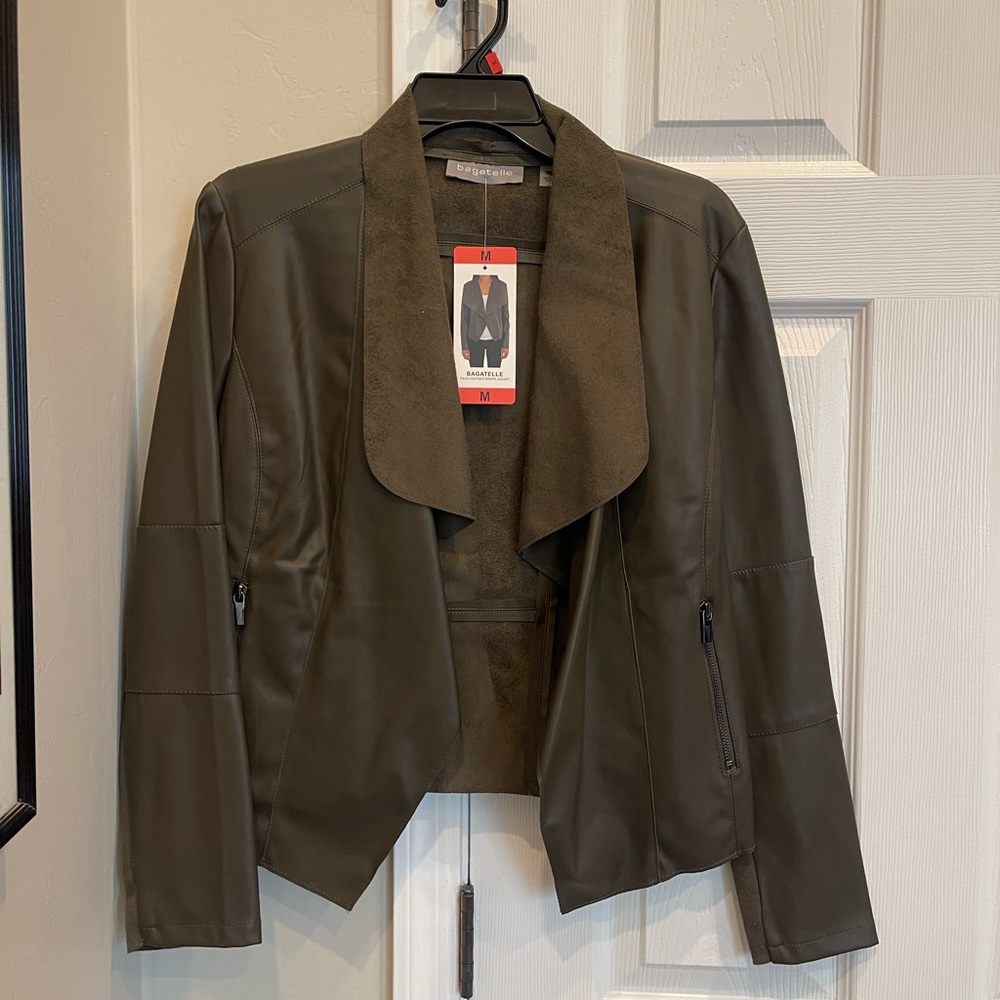 Bagatelle Faux Leather Drape Jacket